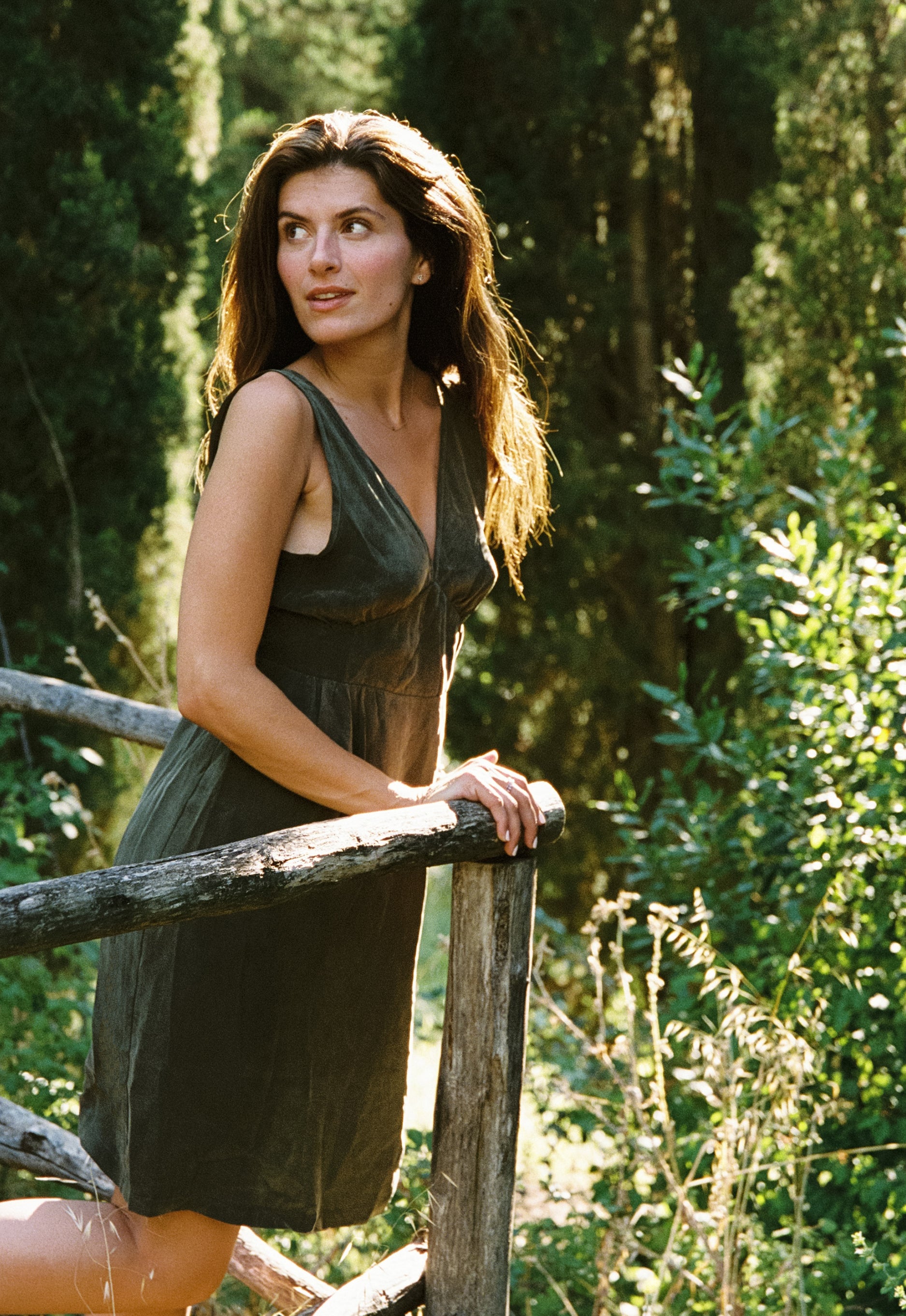 Cupro V Dress | Women's Dresses L / Army Cupro V Dress | Women's Dresses L / Army