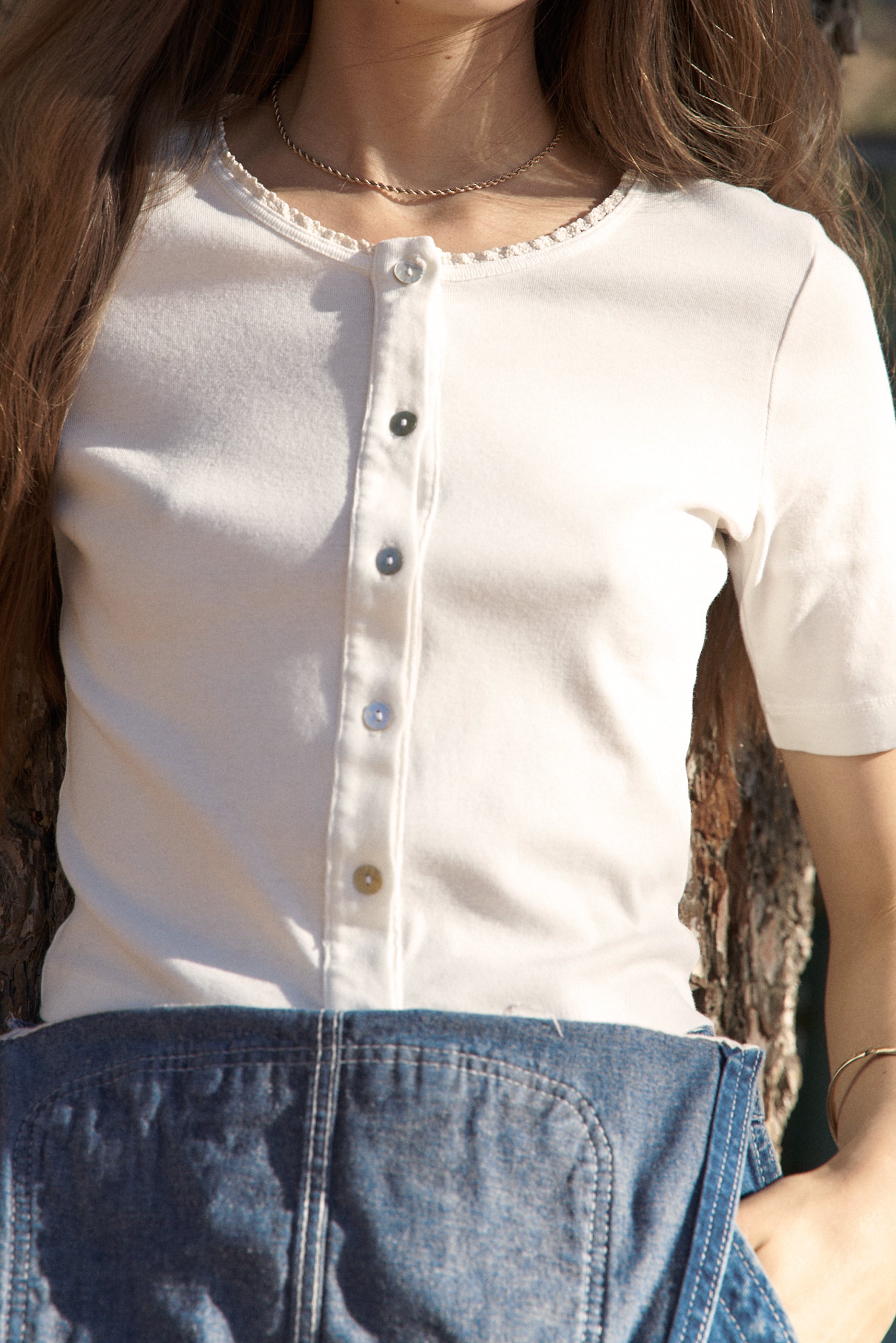 Short Sleeve Organic Cardi | Lace Trim Cardigan – LA RELAXED