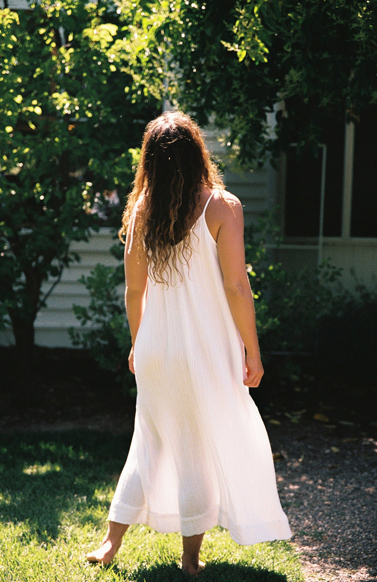 white dress spring Organic Gauze Dress