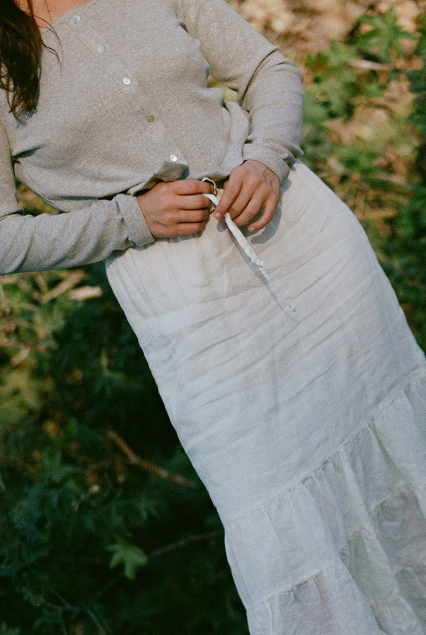 Tissue Linen Skirt | Natural Linen Skirts – LA RELAXED