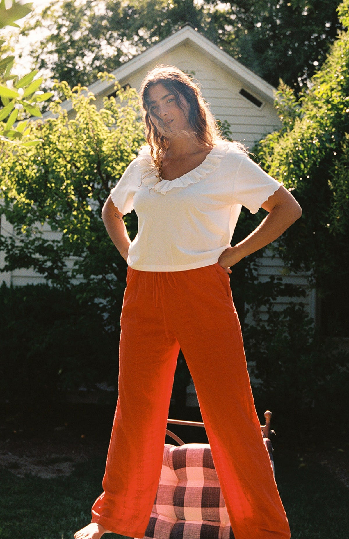 Embroidered Eyelet Pant