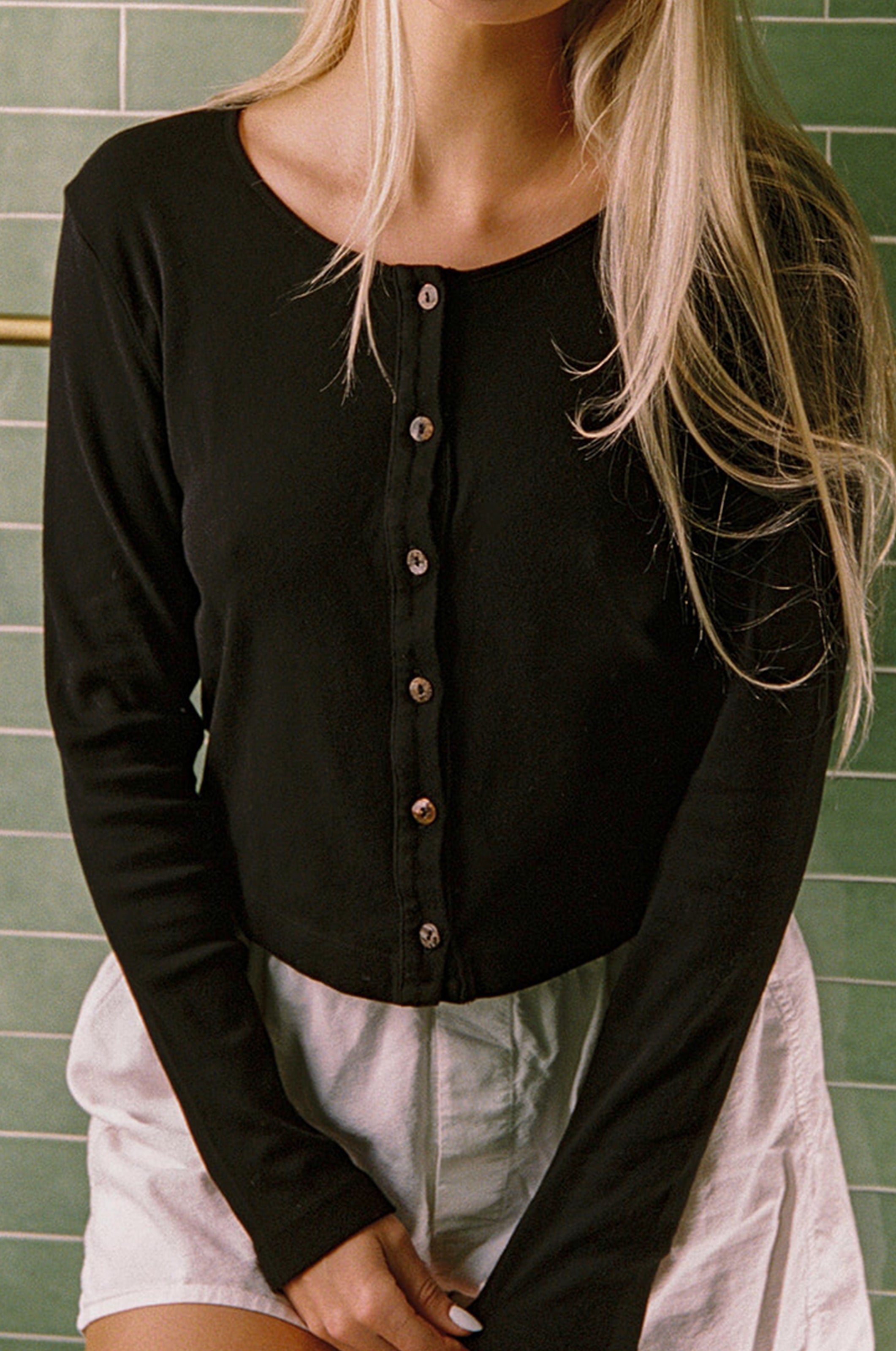 Organic Rib Cardigan | Women's Crop Cardi Top – LA RELAXED