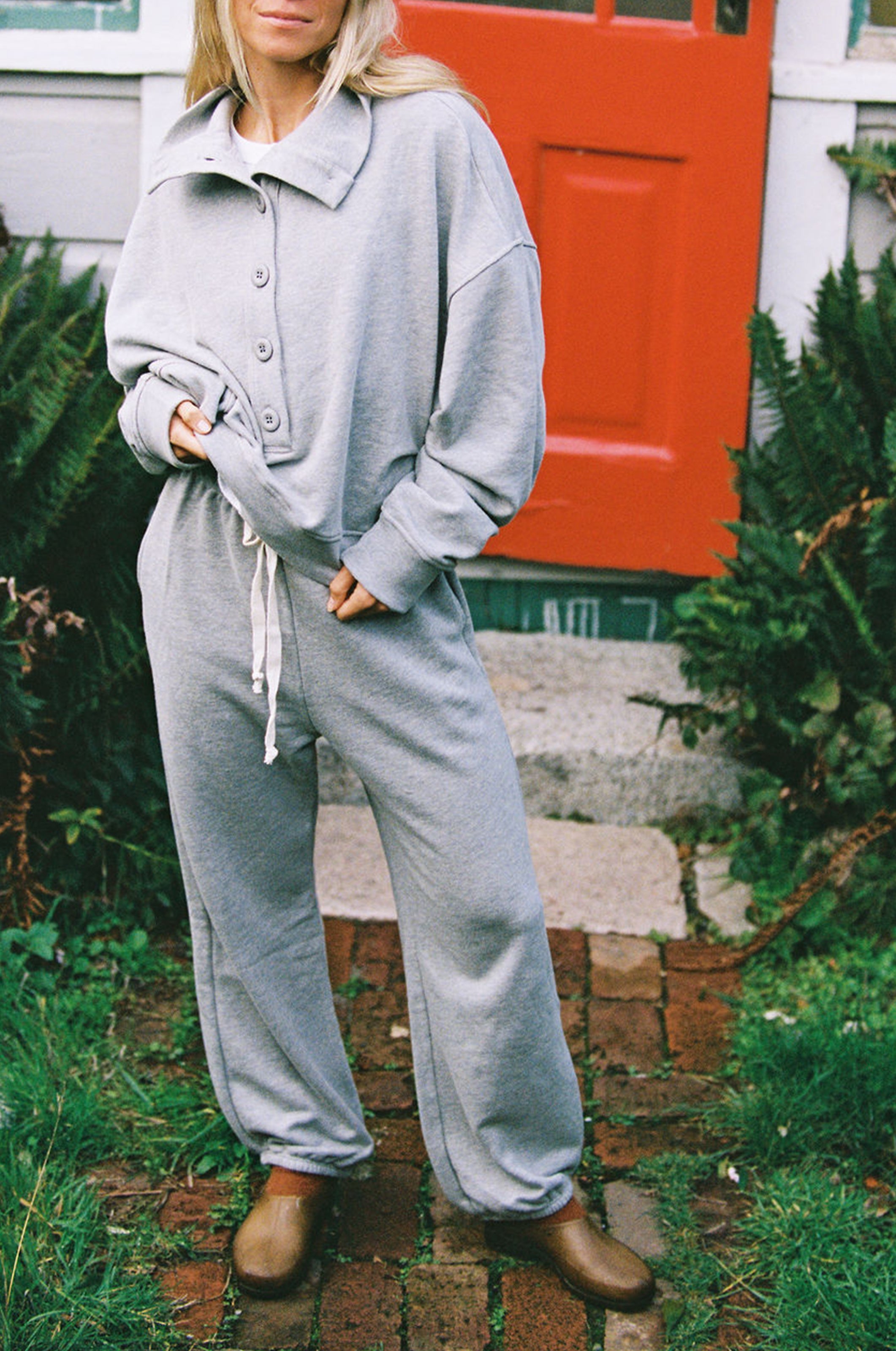 トレーナー/スウェット searoomlynn Vintage Fabric Loose Long-T Vintage French Terry Wide Leg Sweatpant - Celery Pigment | James
