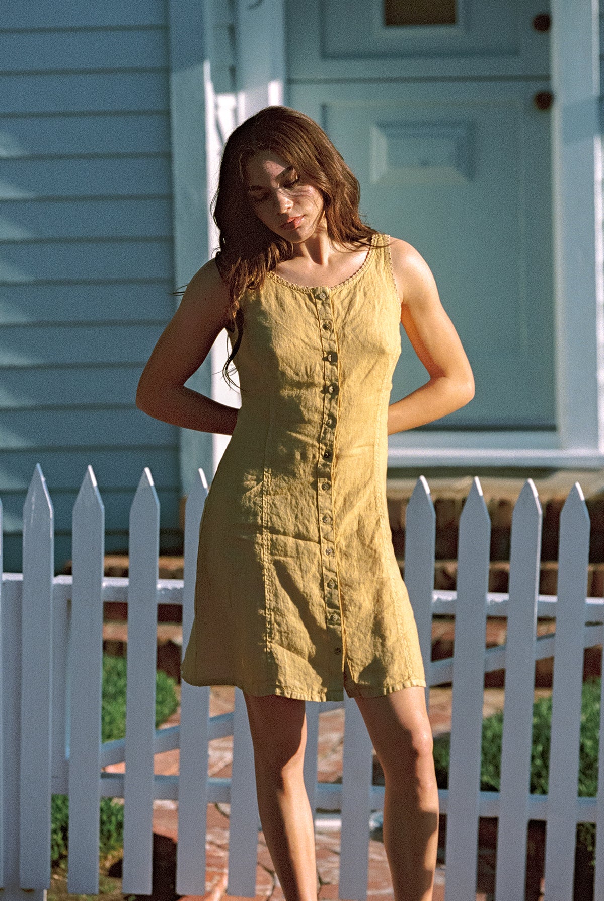 The Linen Pinafore | Women's Linen Sundress M / Hay